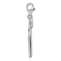 Amore La Vita Sterling Silver Rhodium-plated Polished 3-D Movable Scissors Charm with Fancy Lobster Clasp view 2