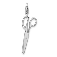 Amore La Vita Sterling Silver Rhodium-plated Polished 3-D Movable Scissors Charm with Fancy Lobster Clasp view 3