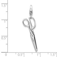 Amore La Vita Sterling Silver Rhodium-plated Polished 3-D Movable Scissors Charm with Fancy Lobster Clasp view 4