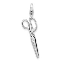 Amore La Vita Sterling Silver Rhodium-plated Polished 3-D Movable Scissors Charm with Fancy Lobster Clasp view 1