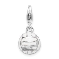 Amore La Vita Sterling Silver Rhodium-plated Polished 3-D Enameled Volleyball Charm with Fancy Lobster Clasp view 3