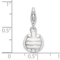 Amore La Vita Sterling Silver Rhodium-plated Polished 3-D Enameled Volleyball Charm with Fancy Lobster Clasp view 4