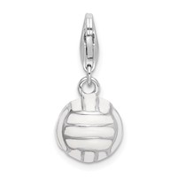 Amore La Vita Sterling Silver Rhodium-plated Polished 3-D Enameled Volleyball Charm with Fancy Lobster Clasp view 1