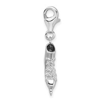 Amore La Vita Sterling Silver Rhodium-plated Polished 3-D Ice Skate Charm with Fancy Lobster Clasp view 2