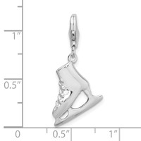 Amore La Vita Sterling Silver Rhodium-plated Polished 3-D Ice Skate Charm with Fancy Lobster Clasp view 4