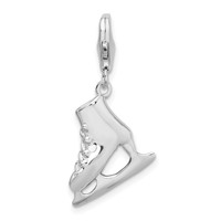 Amore La Vita Sterling Silver Rhodium-plated Polished 3-D Ice Skate Charm with Fancy Lobster Clasp view 1