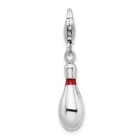 Amore La Vita Sterling Silver Rhodium-plated Polished 3-D Enameled Bowling Pin Charm with Fancy Lobster Clasp view 1