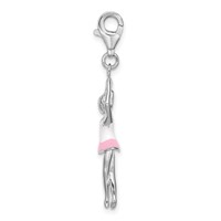 Amore La Vita Sterling Silver Rhodium-plated Polished 3-D Enameled Ballerina Charm with Fancy Lobster Clasp view 2