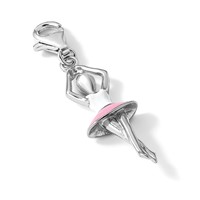 Amore La Vita Sterling Silver Rhodium-plated Polished 3-D Enameled Ballerina Charm with Fancy Lobster Clasp view 5