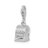 Amore La Vita Sterling Silver Rhodium-plated Polished 3-D Slot Machine Charm with Fancy Lobster Clasp view 4