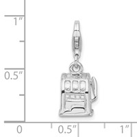 Amore La Vita Sterling Silver Rhodium-plated Polished 3-D Slot Machine Charm with Fancy Lobster Clasp view 5