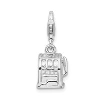 Amore La Vita Sterling Silver Rhodium-plated Polished 3-D Slot Machine Charm with Fancy Lobster Clasp view 1