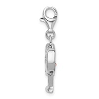 Amore La Vita Sterling Silver Rhodium-plated Polished CZ Enameled Open Champagne Glass Charm with Fancy Lobster Clasp view 2