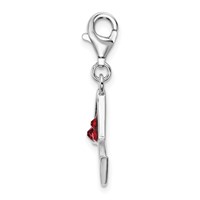 Amore La Vita Sterling Silver Rhodium-plated Polished Enameled Red Crystal Martini Glass Charm with Fancy Lobster Clasp view 2