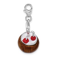 Amore La Vita Sterling Silver Rhodium-plated Polished 3-D Enameled Pina Colada Charm with Fancy Lobster Clasp view 2