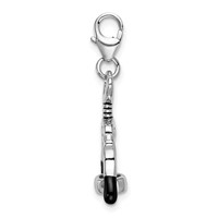 Amore La Vita Sterling Silver Rhodium-plated Polished 3-D Enameled Cork Screw Charm with Fancy Lobster Clasp view 2