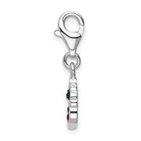 Sterling Silver Rhodium-plated Crystal Cherries W Lobster Clasp Charm view 2