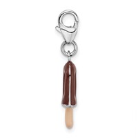 Amore La Vita Sterling Silver Rhodium-plated Polished 3-D Enameled Fudge Bar Charm with Fancy Lobster Clasp view 2