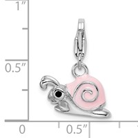 Amore La Vita Sterling Silver Rhodium-plated Polished 3-D Enameled Pink Snail Charm with Fancy Lobster Clasp view 4