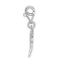 Amore La Vita Sterling Silver Rhodium-plated Polished Lilac Enameled CZ Dragonfly Charm with Fancy Lobster Clasp view 2