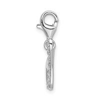 Amore La Vita Sterling Silver Rhodium-plated Polished CZ Polished Butterfly Charm with Fancy Lobster Clasp view 2