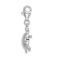 Amore La Vita Sterling Silver Rhodium-plated Polished Turtle Charm with Fancy Lobster Clasp view 2