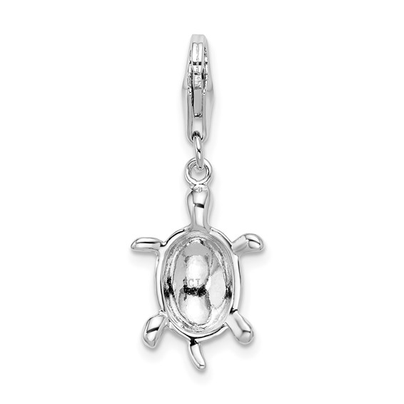 Amore La Vita Sterling Silver Rhodium-plated Polished Turtle Charm with Fancy Lobster Clasp