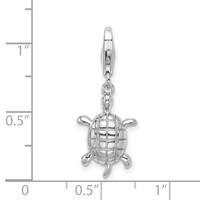 Amore La Vita Sterling Silver Rhodium-plated Polished Turtle Charm with Fancy Lobster Clasp view 4