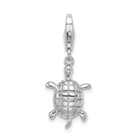 Amore La Vita Sterling Silver Rhodium-plated Polished Turtle Charm with Fancy Lobster Clasp view 1