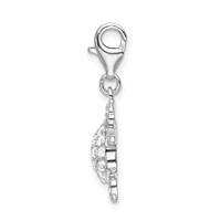 Amore La Vita Sterling Silver Rhodium-plated Polished CZ Sea Turtle Charm with Fancy Lobster Clasp view 2