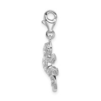 Amore La Vita Sterling Silver Rhodium-plated Polished CZ Lizard Charm with Fancy Lobster Clasp view 2
