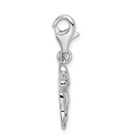 Amore La Vita Sterling Silver Rhodium-plated Polished Scary Cat Charm with Fancy Lobster Clasp view 2