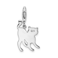 Amore La Vita Sterling Silver Rhodium-plated Polished Scary Cat Charm with Fancy Lobster Clasp view 3