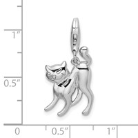 Amore La Vita Sterling Silver Rhodium-plated Polished Scary Cat Charm with Fancy Lobster Clasp view 4