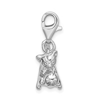 Amore La Vita Sterling Silver Rhodium-plated Polished 3-D Polished Kitten and Ball Charm with Fancy Lobster Clasp view 2