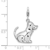 Amore La Vita Sterling Silver Rhodium-plated Polished 3-D Enameled Dog Charm with Fancy Lobster Clasp view 4