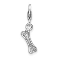 Amore La Vita Sterling Silver Rhodium-plated Polished Dog Bone Charm with Fancy Lobster Clasp view 3