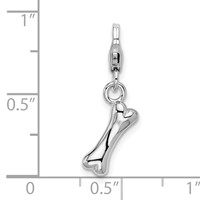 Amore La Vita Sterling Silver Rhodium-plated Polished Dog Bone Charm with Fancy Lobster Clasp view 4