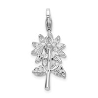 Amore La Vita Sterling Silver Rhodium-plated Polished 3-D Enameled Sunflower Charm with Fancy Lobster Clasp view 3