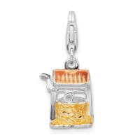 Amore La Vita Sterling Silver Rhodium-plated Polished 3-D Enameled Well Charm with Fancy Lobster Clasp view 3