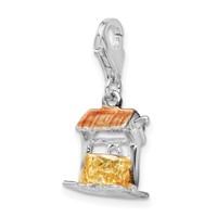 Amore La Vita Sterling Silver Rhodium-plated Polished 3-D Enameled Well Charm with Fancy Lobster Clasp view 4