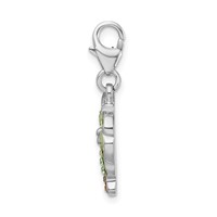 Amore La Vita Sterling Silver Rhodium-plated Polished Crystal Palm Tree Charm with Fancy Lobster Clasp view 2