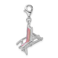 Amore La Vita Sterling Silver Rhodium-plated Polished 3-D Enameled Beach Chair Charm with Fancy Lobster Clasp view 2