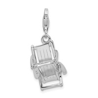 Amore La Vita Sterling Silver Rhodium-plated Polished 3-D Enameled Beach Chair Charm with Fancy Lobster Clasp view 3