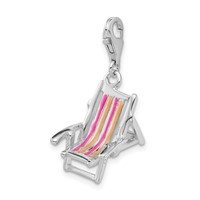 Amore La Vita Sterling Silver Rhodium-plated Polished 3-D Enameled Beach Chair Charm with Fancy Lobster Clasp view 4