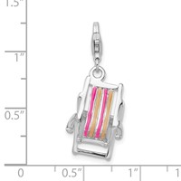 Amore La Vita Sterling Silver Rhodium-plated Polished 3-D Enameled Beach Chair Charm with Fancy Lobster Clasp view 5