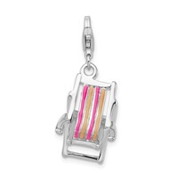 Amore La Vita Sterling Silver Rhodium-plated Polished 3-D Enameled Beach Chair Charm with Fancy Lobster Clasp view 1