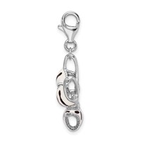 Amore La Vita Sterling Silver Rhodium-plated Polished 3-D CZ Enameled Zebra Bikini Pendant view 2