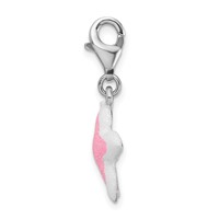 Amore La Vita Sterling Silver Rhodium-plated Enameled Pink Sparkle Starfish Charm with Fancy Lobster Clasp view 2
