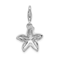 Amore La Vita Sterling Silver Rhodium-plated Enameled Pink Sparkle Starfish Charm with Fancy Lobster Clasp view 3